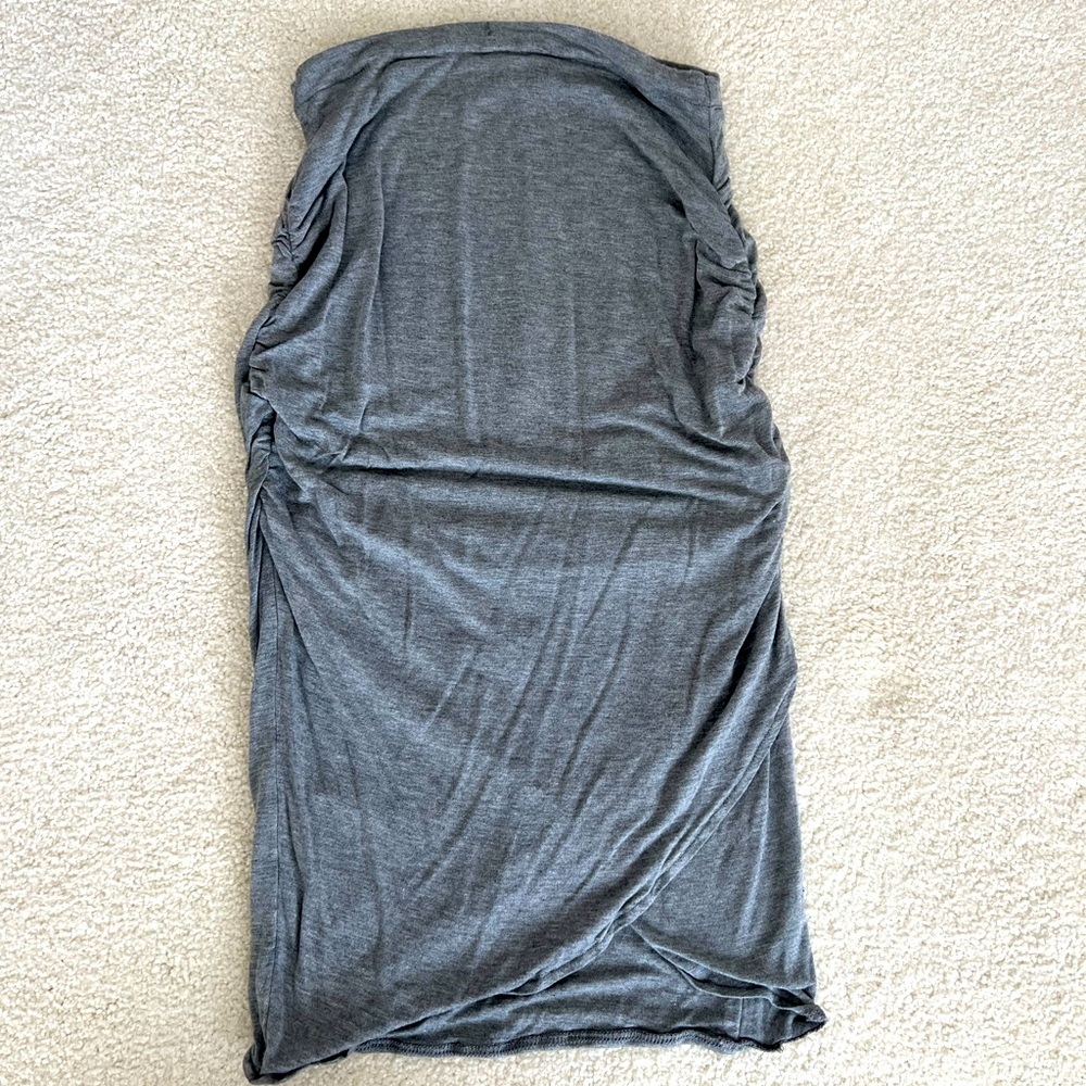 Ruched maternity over the bump skirt. Mid thigh length